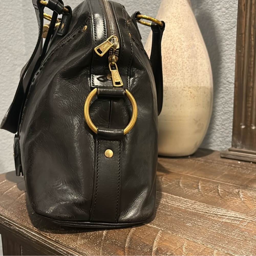 Yves Saint Laurent Shiny Black Leather Tote - Picture 14 of 14